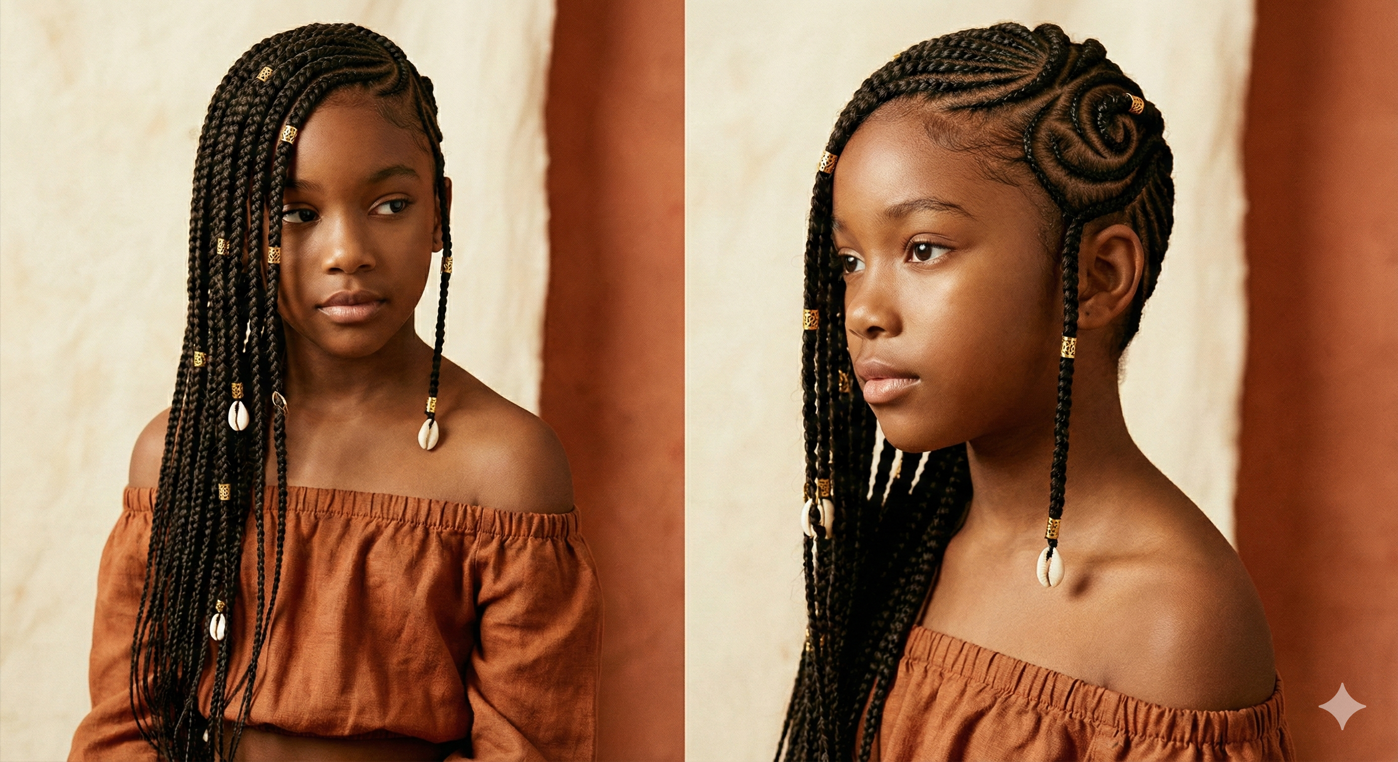 Braids with cowrie shells