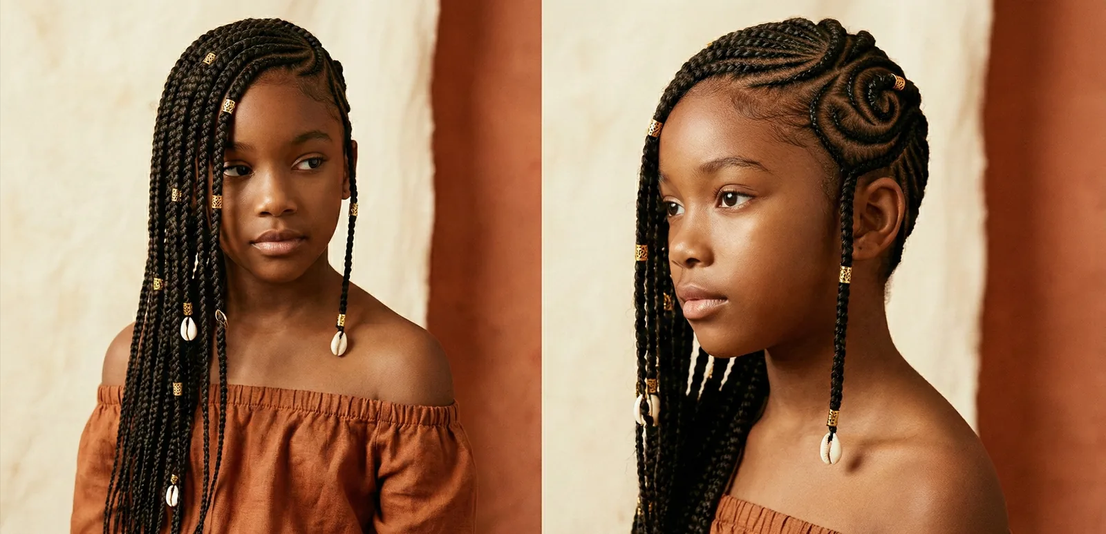 Braids with cowrie shells