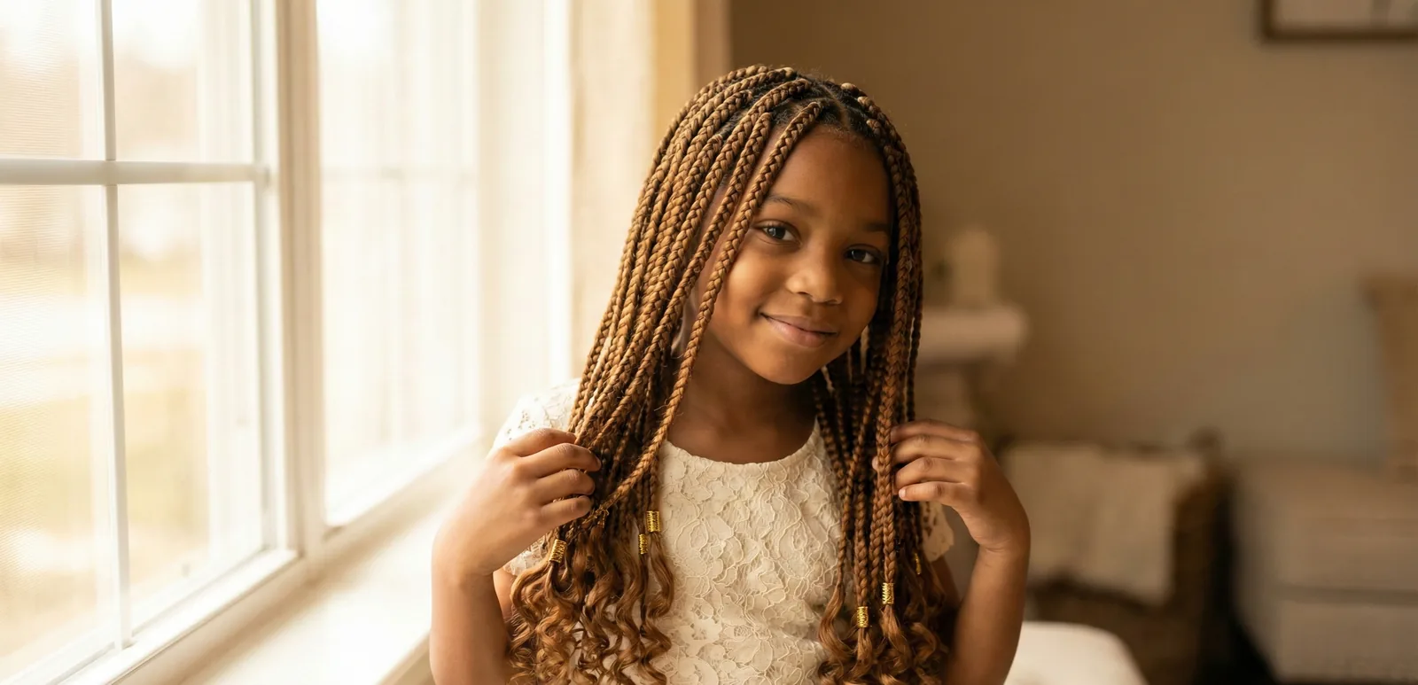 Honey blonde goddess braids